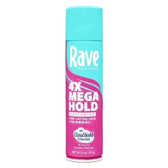 Rave 4X Mega Hold Hairspray Unscented 11oz Aerosol (Pack of 3)