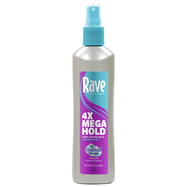 Rave 4X Mega Hold Non-Aerosol Hair Spray, All-Weather Protection with  Vitamin-Rich Formula, 11 oz 