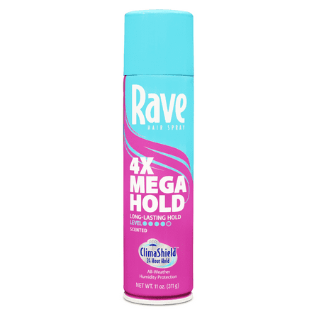 Rave 4X Mega Hold Scented Hair Spray, All-Weather Protection with Vitamin-Rich Formula, 11 oz
