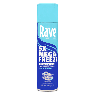 Rave 5X Mega Freeze Hair Spray, All-Weather Protection with Vitamin-Enhanced Formula, 11 oz (Unisex)