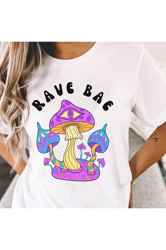 Rave Bae music Festival Shirt, Rave Mom Shirt, Gift for Mom, EDM Merch, Rave Wear, Psy Trance Clothing, Trippy Mushroom Shirt, Festival Tee