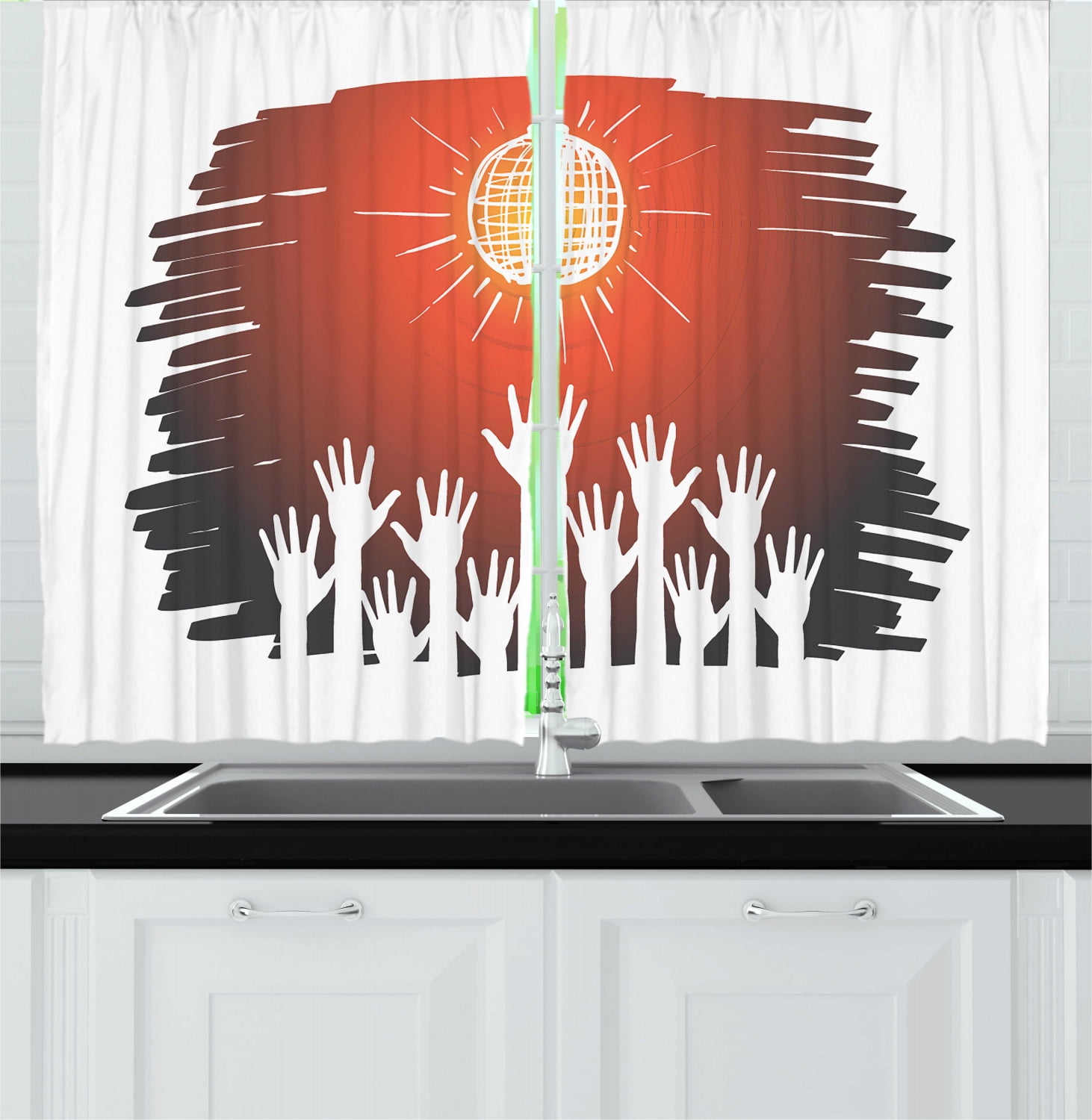 Rave Curtains 2 Panels Set, Party Night Club Fun Concept Sketched with ...