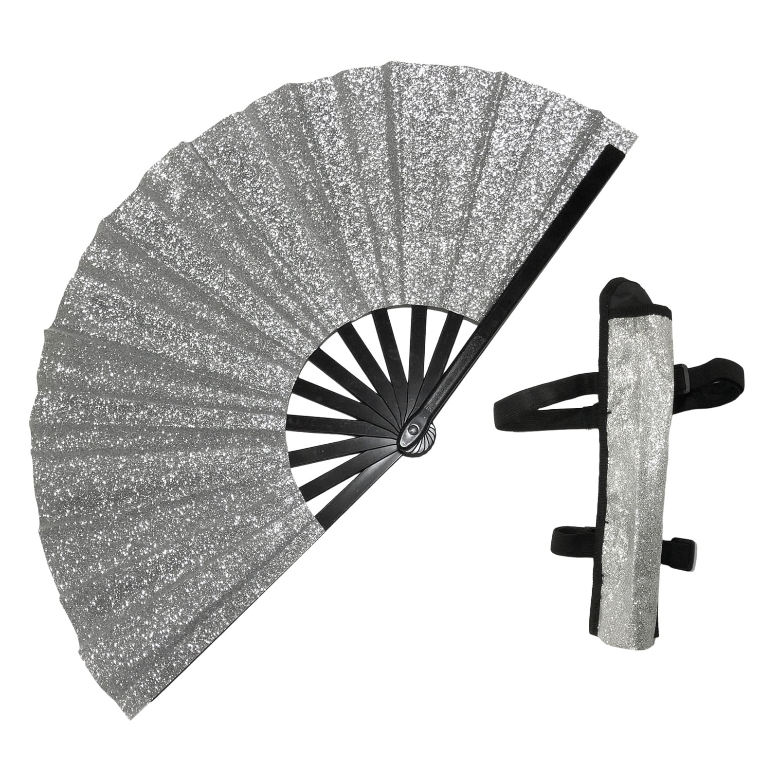 Rave Folding Hand Fan Glitter Holographic Handheld Fan Rave Party ...