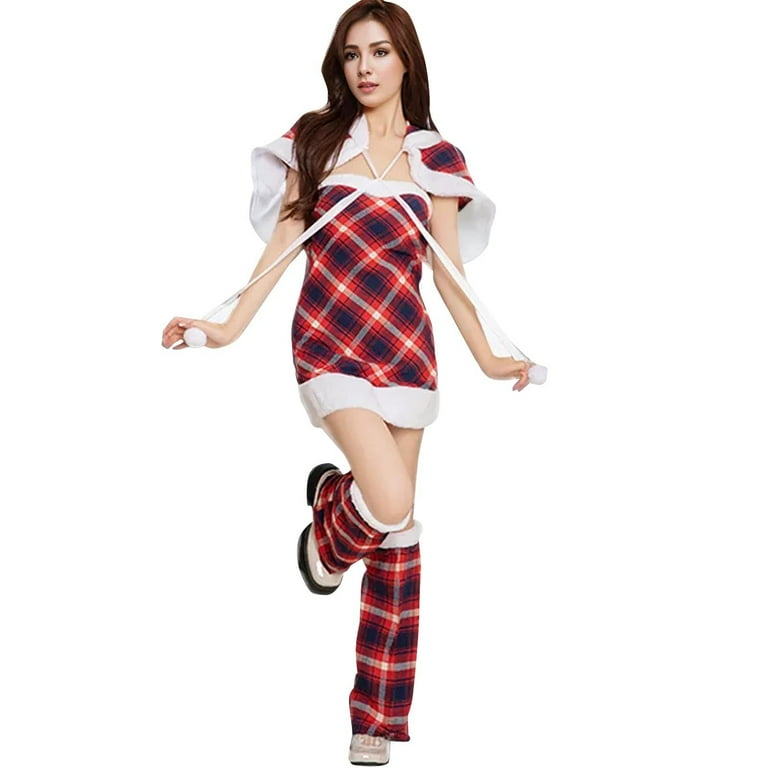 Rave Outfits for Women Christmas Set Red Bunny Short Skirt Outfit Role Play Performance Attire Clothing Set for Women Red XL Walmart