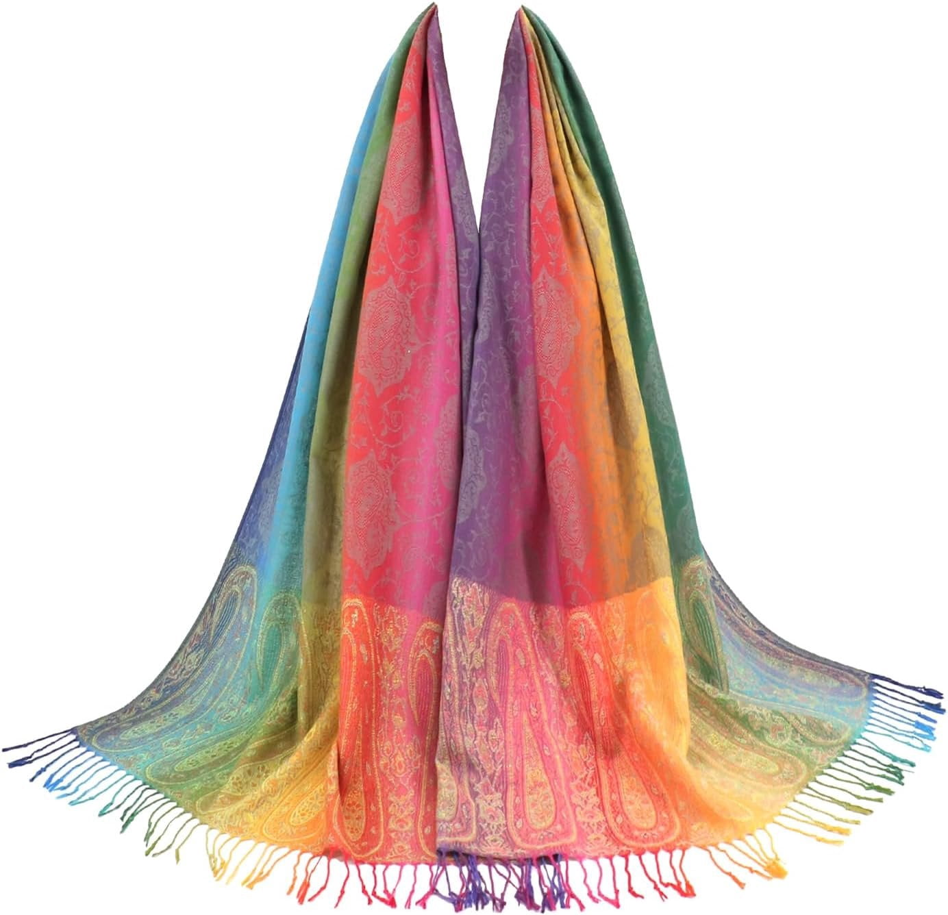Rave Pashmina Scarf, Fashion Colorful Shawls and Wraps Soft Festival ...