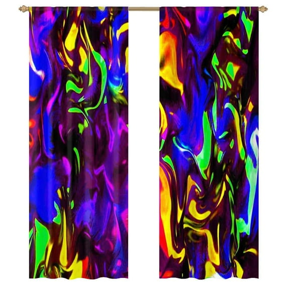 Rave Rainbow Of Glow Stick Fire Modern Tulle Window Curtains for Living ...