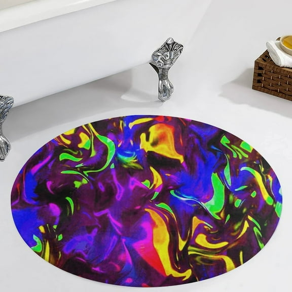 Rave Rainbow of Glow Stick Fire Round Carpet Circle Rug Outdoor Patio Area Rug Washable Large Area Rugs Hallway Room Decor Fitness Mats