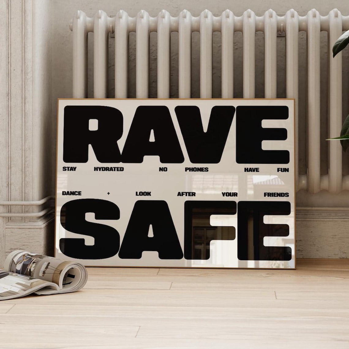 Rave Safe Wall Art Print, Club Music Typography Decor - Walmart.com