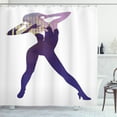 thumbnail image 1 of Rave Shower Curtain, Silhouette of Dancing Young Lady in High Heel Shoes Purple Disco Image Built-in Design, Fabric Bathroom Set with Hooks, 69"W X 75"L Long, Multicolor, by Ambesonne, 1 of 3