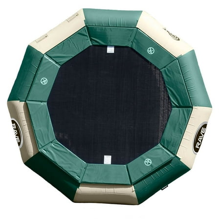 Rave Sport Aqua Jump Eclipse 120 Water Trampoline with Ladder, Green and Tan