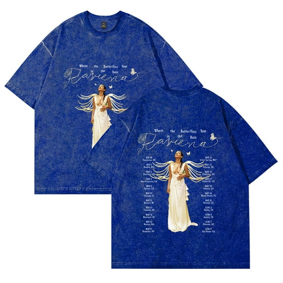 Raveena Aurora Tour 2025 T-Shirt Cotton Vintage Wash Tee For Women/Men Short Sleeve Tshirt Streetwear