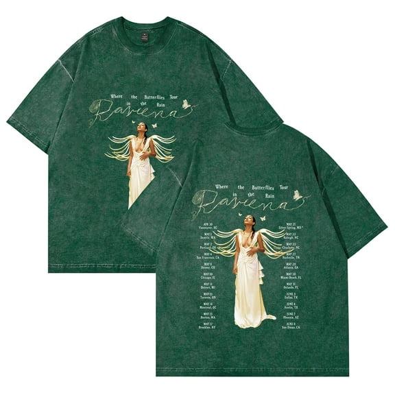 Raveena Aurora Tour 2025 T-Shirt Cotton Vintage Wash Tee For Women/Men Short Sleeve Tshirt Streetwear