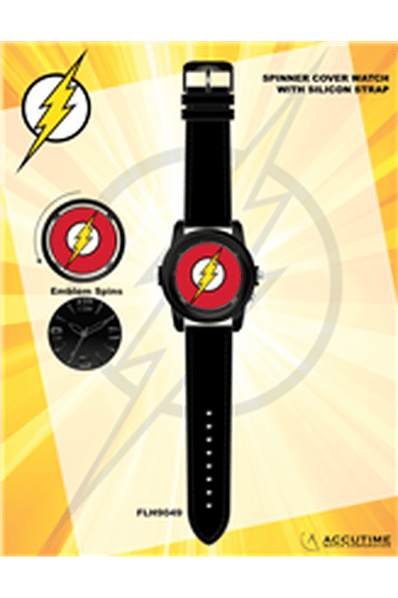 The Flash Adult Mens Analog Spinner Top Watch in Black and Red (FLH9049WM)