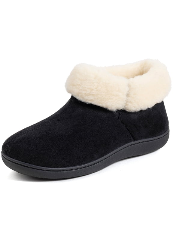 Women's Plush Faux Fur Collar Bootie Slipper
