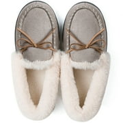 Ravelier Womens Classic Glittered Moccasin Slippers, Gray, Size 7