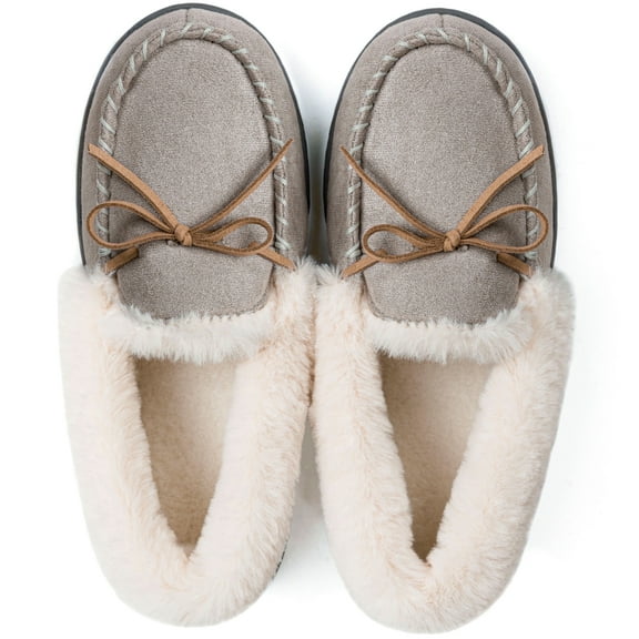 Ravelier Women's Classic Glittered Moccasin Slippers, Gray, Size 7