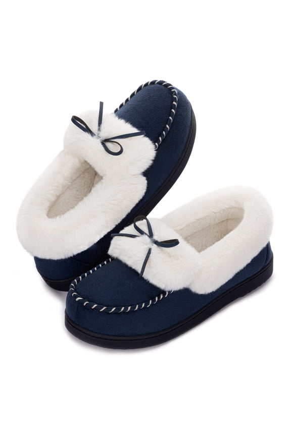 Women's Plush Faux Fur Moccasin Slippers