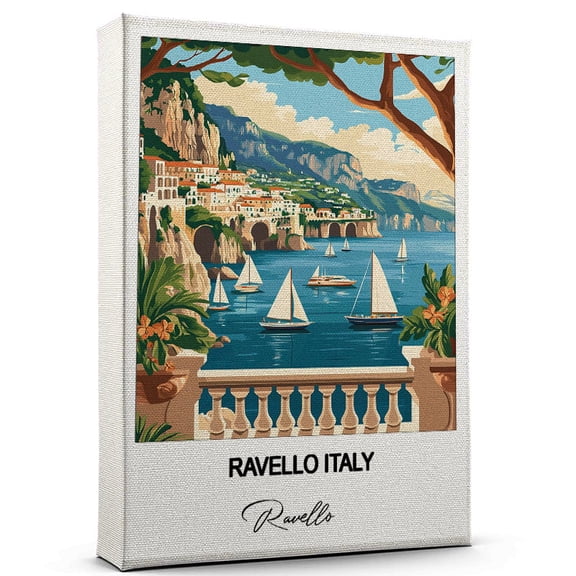 Ravello Italy Travel Scenic Canvas Wall Art -Ravello Canvas Nature-Inspired Print for Bedroom, Living Room, or Office Travel Gift