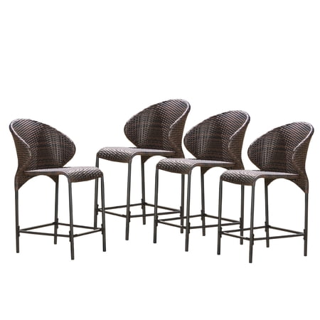 Ravello Outdoor Wicker Counterstool, Set of 4, Multi Brown