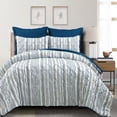 thumbnail image 1 of Ravello Pintuck Stripe Comforter Navy 5Pc Set Full/Queen, 1 of 11