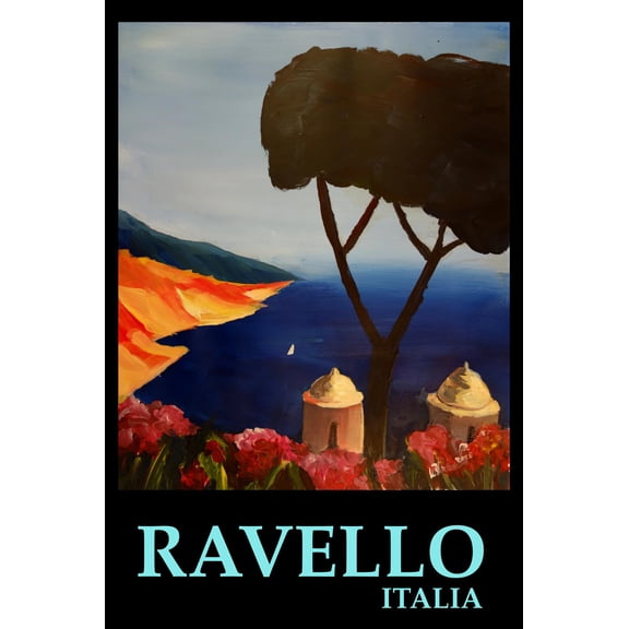 Ravello Salerno Italy View of Amalfi Coast Retro Art Print by Markus Bleichner, 16" x 24", Sold by Art.com