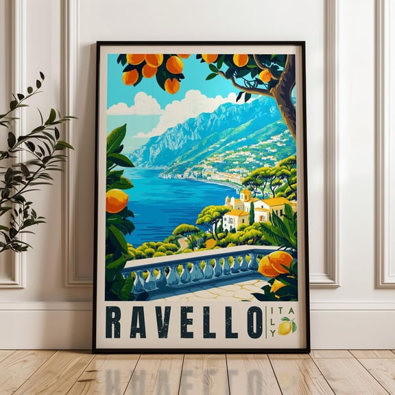 Ravello Travel Poster - Italy Wall Art Print, Illustration Poster, Amalfi Artwork, Home & Office Decor, Gift Idea, Campania Travel Print Wall Art, Modern Wall Decor, 8x12 UNFRAMED