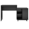 thumbnail image 1 of Ravelston Computer Desk and Cabinet Combo with Wireless Charging Port, Black, 1 of 9