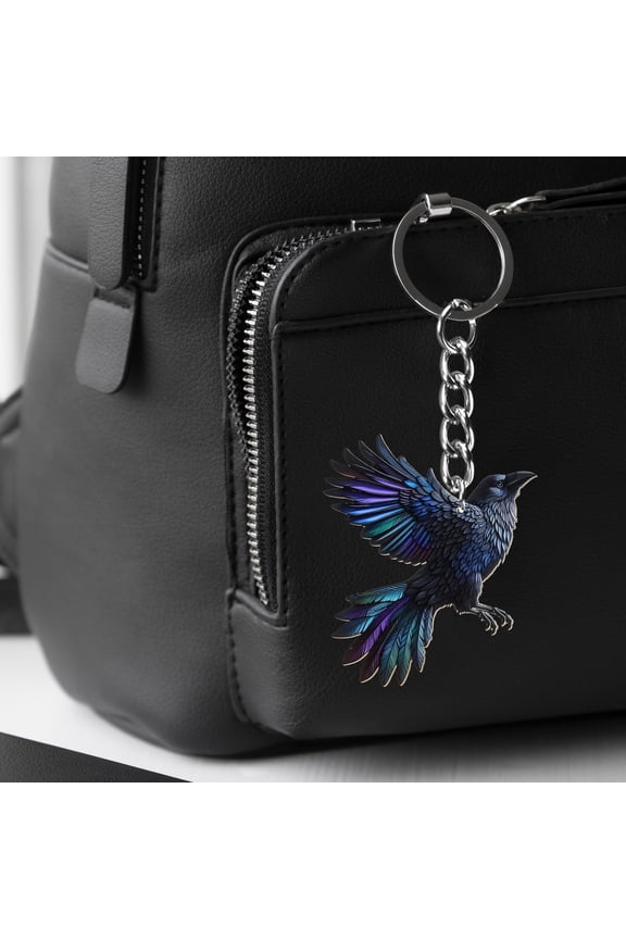 Raven Acrylic Keychain, Raven Keychain, Animal Keychain, Gift For Him, Animal Lover Charm