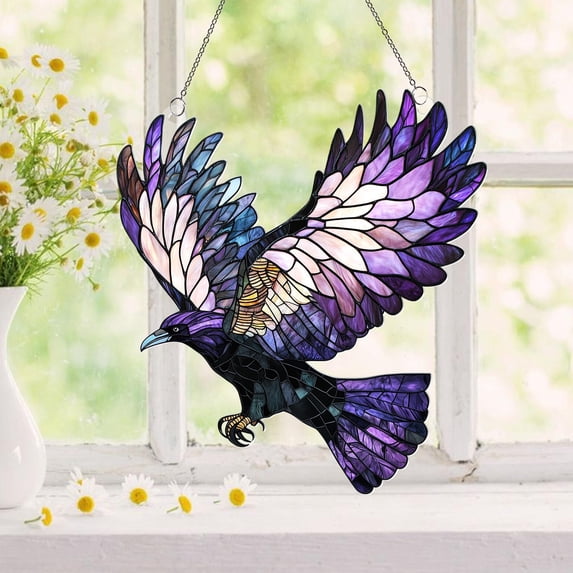 Raven Acrylic Suncatcher, Gothic Crow Window Hangings, Witch Birds Decor, Gift For Mom Dad