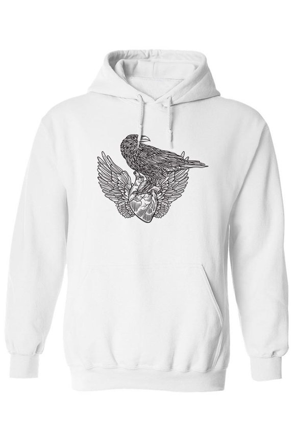 Raven And Winged Heart Hoodie Men -Image by Shutterstock, Male 5X-Large