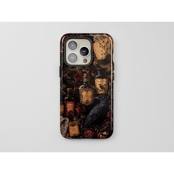 Raven Apothecary Dark Academia Tough Phone Case, Dual-Layer Protective Cover for iPhone
