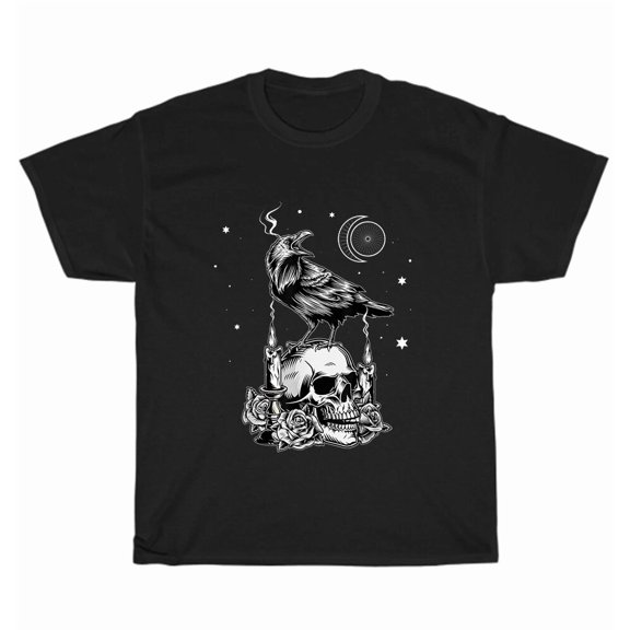Raven Black Crow Gothic Aesthetic Dark Nature Inspired Unisex T-Shirt, up to size 5XL