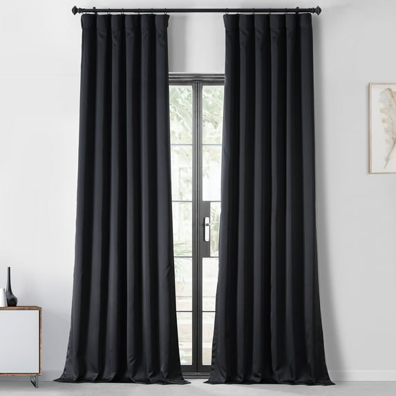 Raven Black Performance Woven Blackout Curtain Pair (2 Panels), Raven Black, 50W X 120L
