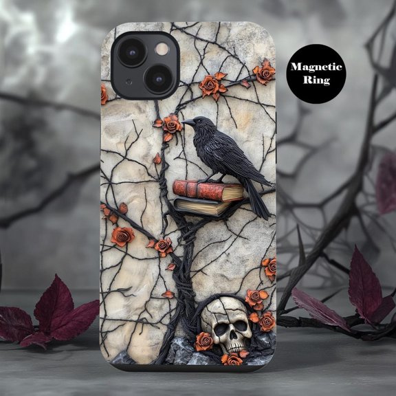 Raven Book Gothic Dark Academia Phone Case 17 16 15 14 13 12 11 Pro Max