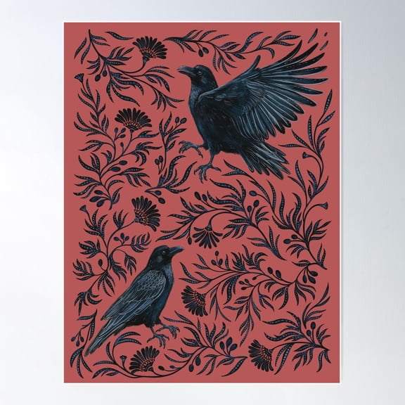 Raven Branch Rust And Mineral Dust Poster Wall Art, Modern Wall Decor For Living Room Bedroom, 12x18 UNFRAMED