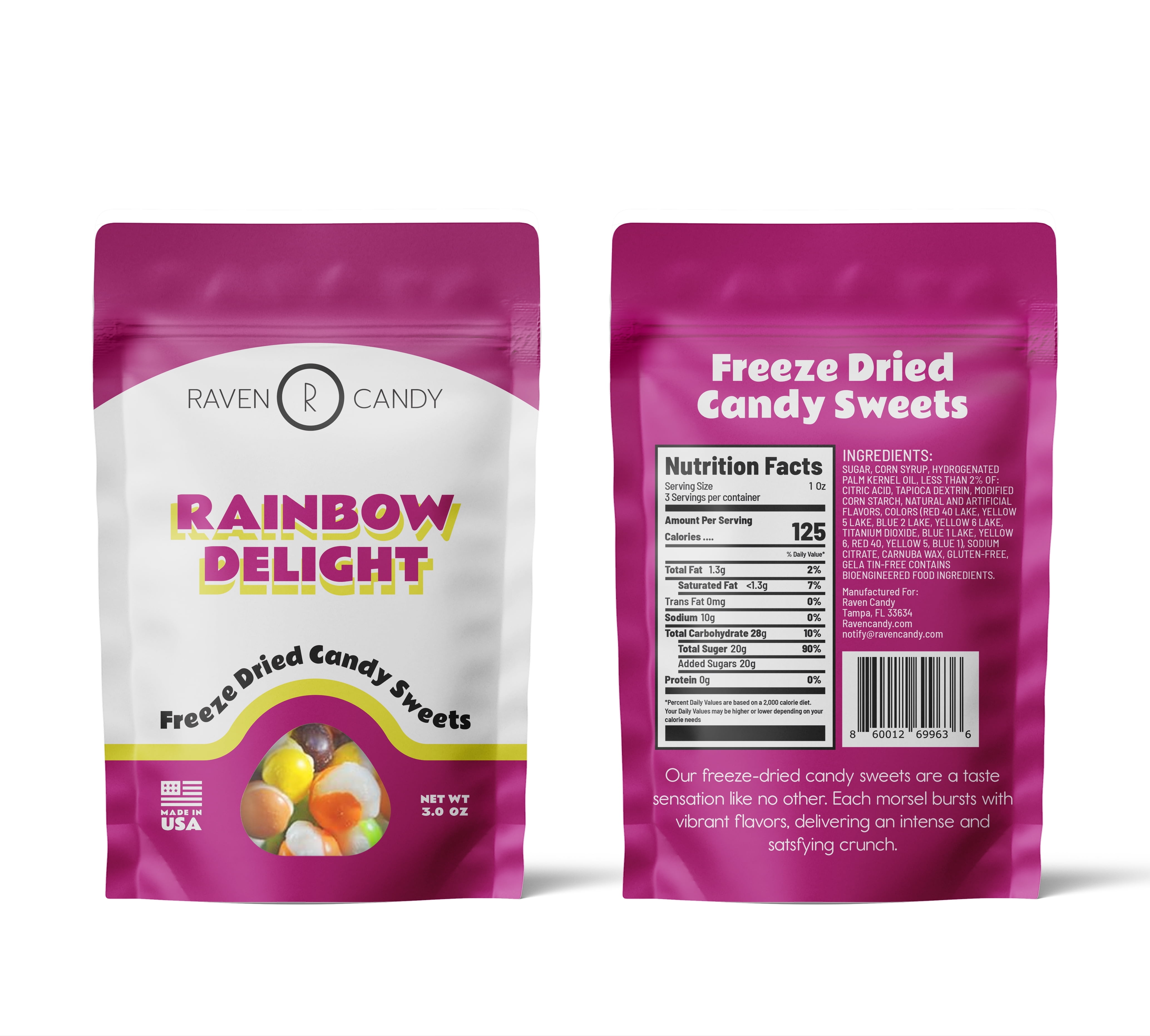 Raven Candy Rainbow Delight Freeze Dried Candy 3 oz
