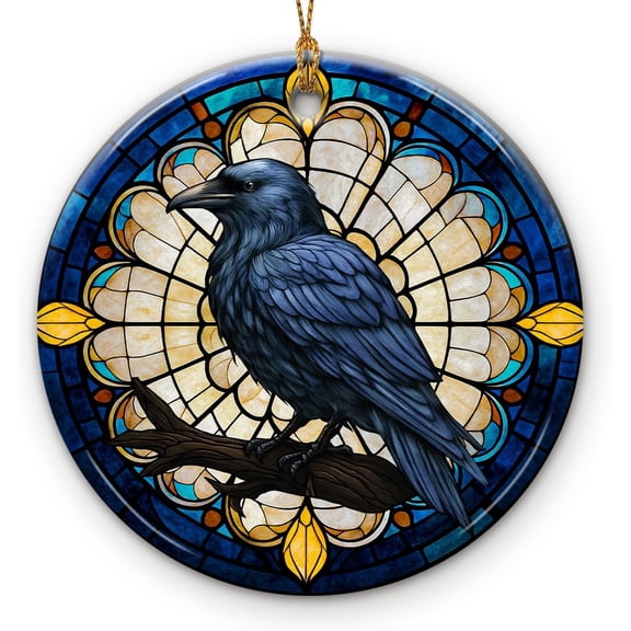 Raven Christmas Ornament - Crow in The Dark Themed Decor, Gothic Raven Ornament - Unique Raven Gifts, Xmas Ornaments for Tree, Christmas Ornaments 2025, Suncatcher Effect Hanging Decor A1