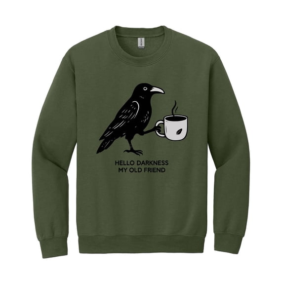 Raven Crow Coffee Lover Sweatshirt, Halloween Fall Graphic Pullover, Gift for Women