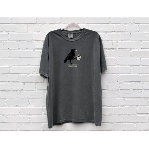 Raven Crow Coffee Shirt Halloween Shirt T-Shirt Fall Tee Tshirts Women's Men's Oversized Gift for Coffee Lover