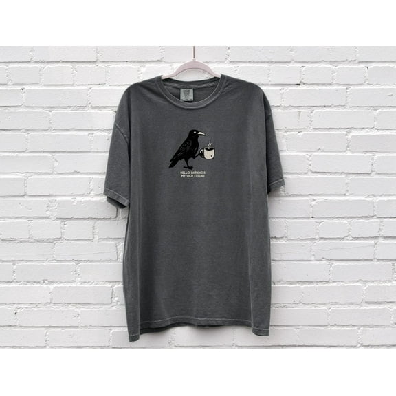 Raven Crow Coffee Shirt Halloween Shirt T-Shirt Fall Tee Tshirts Women's Men's Oversized Gift for Coffee Lover