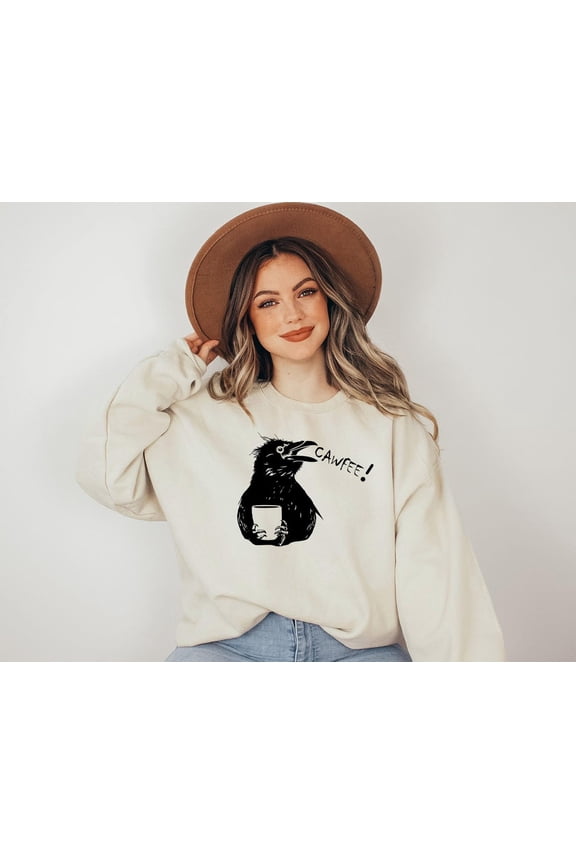 Raven Crow Coffee Sweatshirt Shirt, Fall Shirt, Coffee Lover, Unisex Sweatshirt, Coffee Shirt, Womens Shirt Fall, Full size S-5XL
