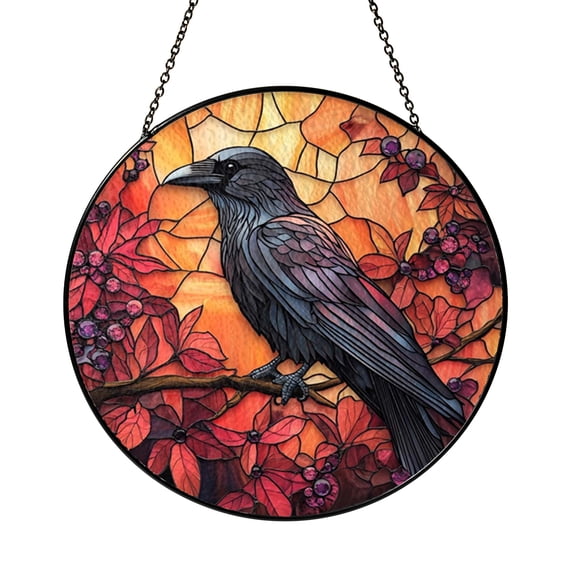 Raven Crow Inspired Window Hanging Art, Atmospheric Gothic Nature Decor for Home