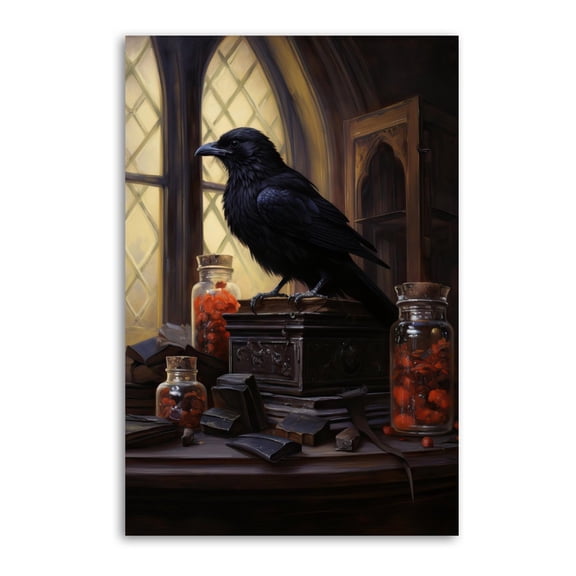 Raven Crow Print Victorian Gothic Canvas Poster Wall Art Picture Prints Hanging Photo Gift Decor Home Posters Artworks 16x24inch(40x60cm)