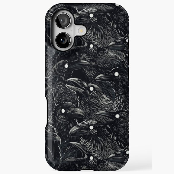 Raven Dark Bird Abstract Gothic Minimal Artistic Pattern Phone Case iPhone 17 to 11 Pro Max