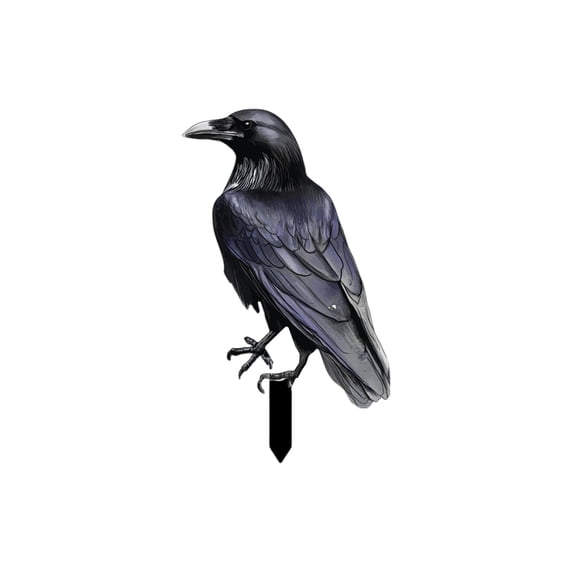 Raven Decor, 11X6.5" Halloween Black Crows, Crow Yard Stake, Spooky Crow Statue, Raven Garden Ornament, Gothic Outdoor Lawn Decor, Outdoor Scene Accent for Backyard Porch, Halloween Decorations