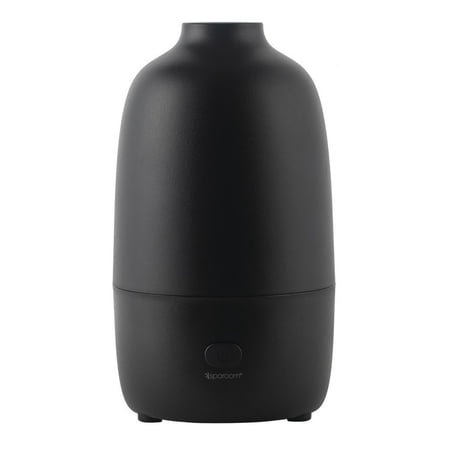 SpaRoom Modern Aromatherapy Ultrasonic Misting Essential Oil Diffuser for Medium Rooms, 200 mL Water Capacity, Automatic Shut Off, Black Raven