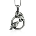 thumbnail image 1 of Raven Family with Viking Knot Necklace, Crow's Nest on Circle Nordic Necklace, Sterling Silver Celtic Necklace For Dad, Bird Necklace, 1 of 5