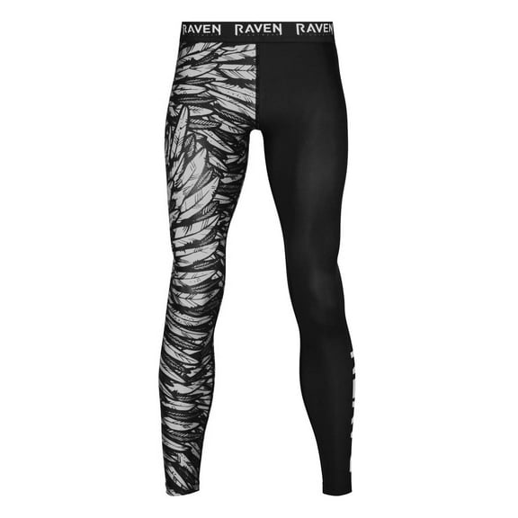 Raven Fightwear Men's Aerial Assault Feathers BJJ Spats MMA Black/White