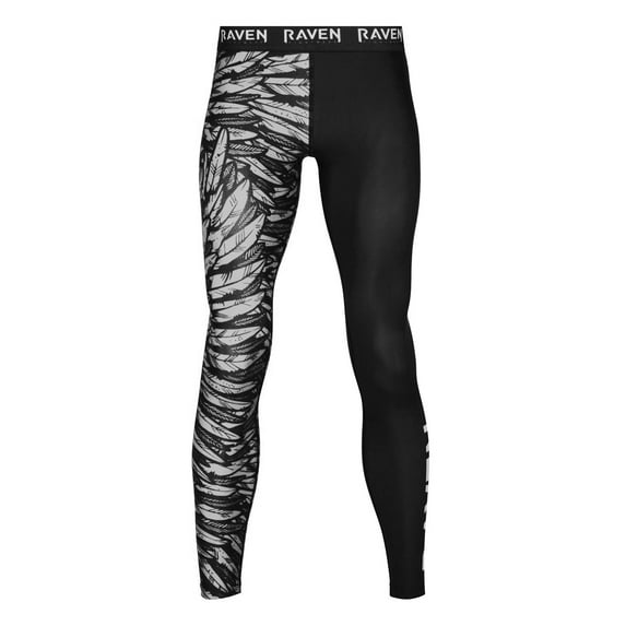 Raven Fightwear Men's Aerial Assault Feathers BJJ Spats MMA Black/White