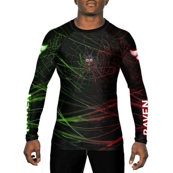 Raven Fightwear Men's Akan Diety Anansi the Spider BJJ Rash Guard MMA Black
